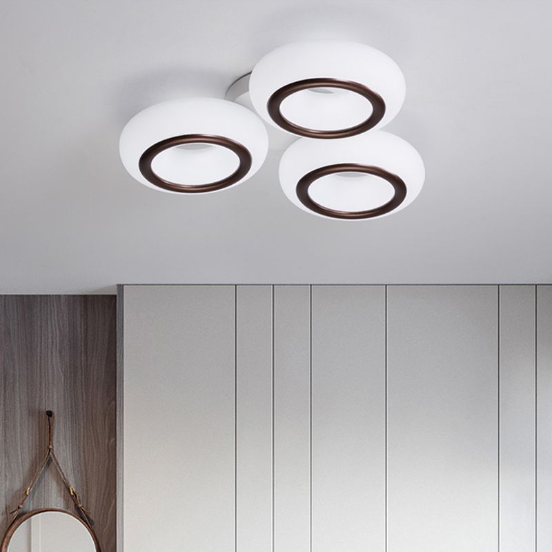 Acrylic Doughnut Ceiling Flush Light Modernist 3/6-Head White LED Flush Mount Light Fixture