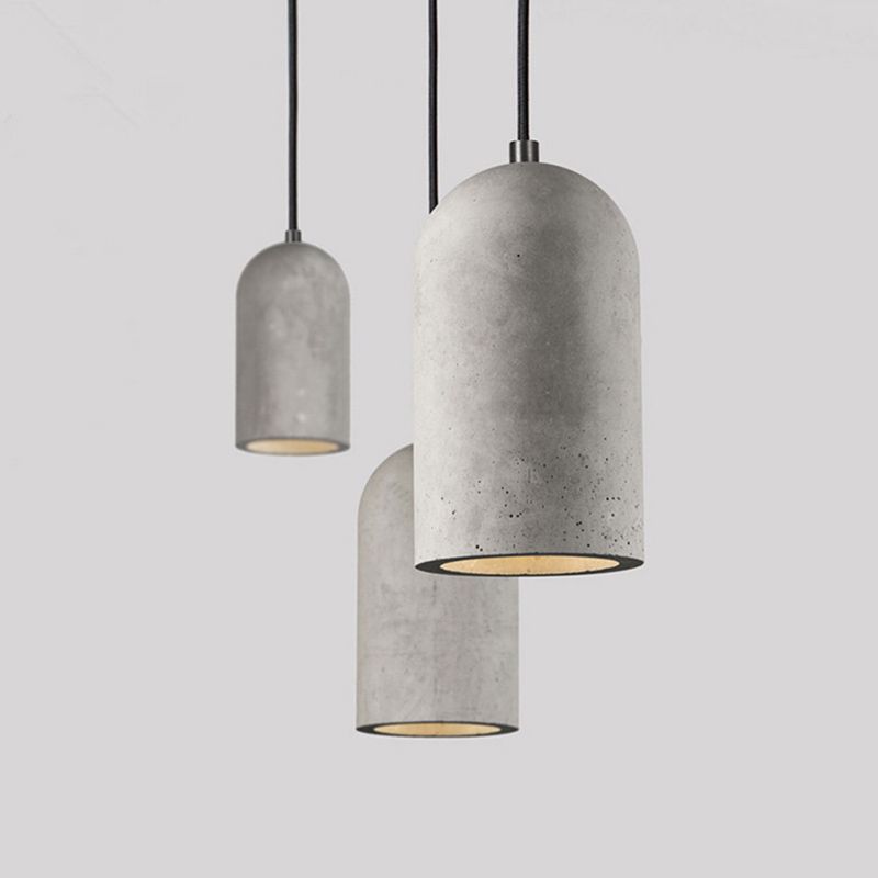Zylinder Restaurant Hanging Anhängerlampe Zement moderne Deckenheize Hell in Grau