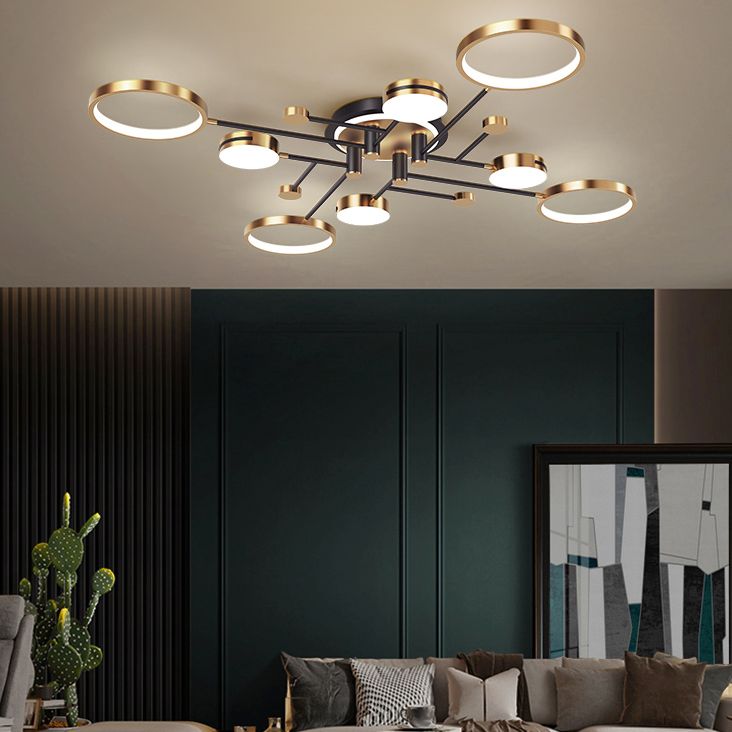 New Modern Metal Flush Light Sputnik Semi Flush Ceiling Light Fixtures for Living Room