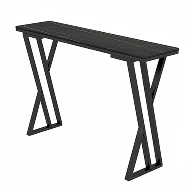 Modern 1/2/5 Pieces Bar Table Set Rectangle Bar Table with Metal High Stools