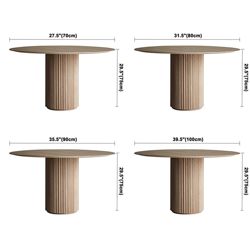 Contemporary Round Dining Table Pine Solid Wood Table with Pedestal Table