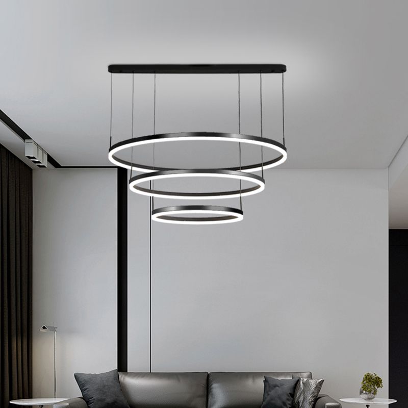 Luces colgantes colgantes de aluminio negro lámparas colgantes modernas para sala de estar