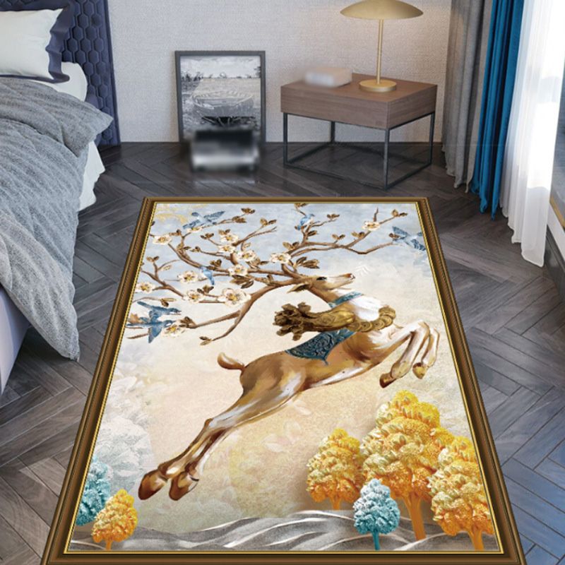 Modern Indoor Rug Leisure Animal Pattern Carpet Polyester Washable Area Rug with Non-Slip Backing