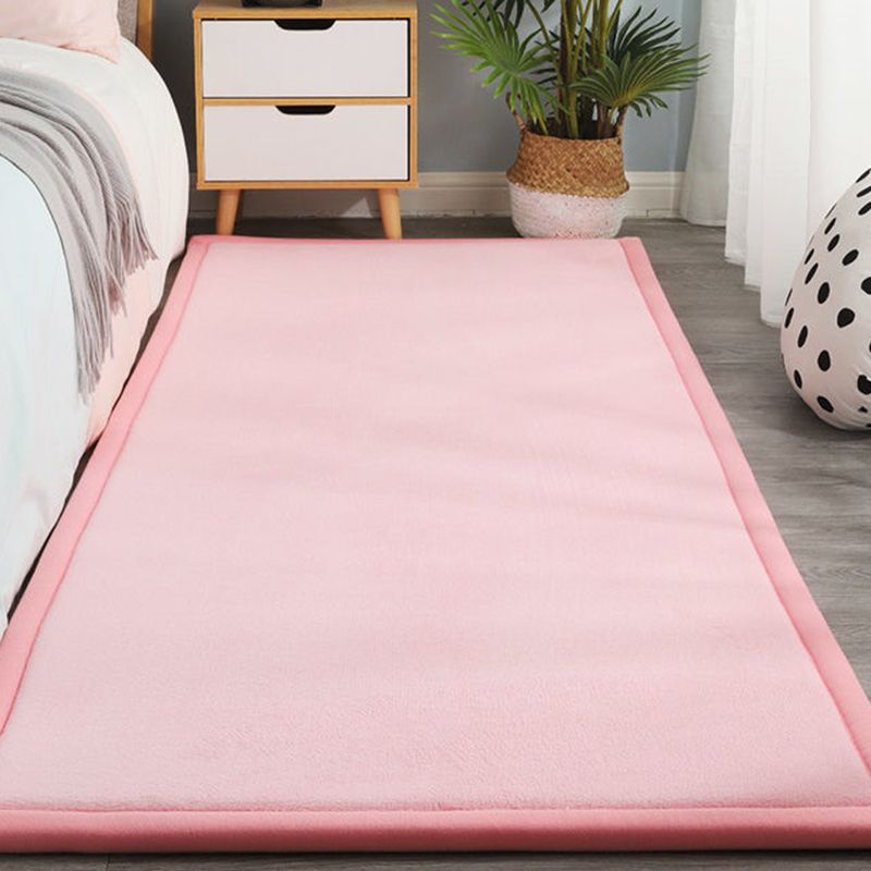 Solid Color Rug Short Velvet Living Room Carpet Polyester Washable Area Rug