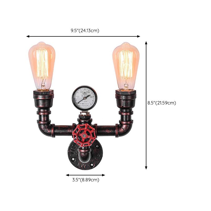 Rust Industrial Metal Wall Sconce Pipe Shape Wall Light for Living Room