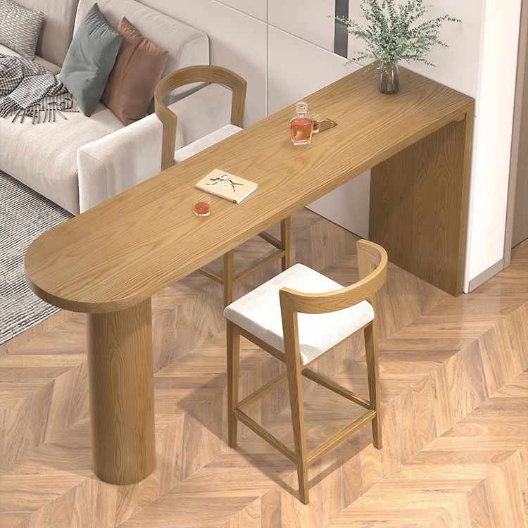 Specialty Solid Wood Bar Table Double Pedestal Bar Height Pub Table in Natural