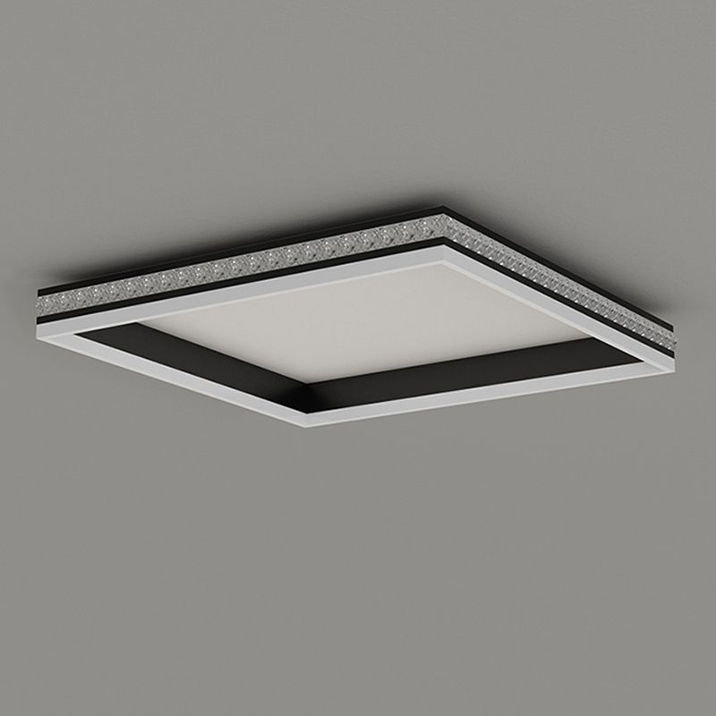 Metal Geometric Flush Ceiling Light Modern 1-Light Flush Mount Lighting in Black