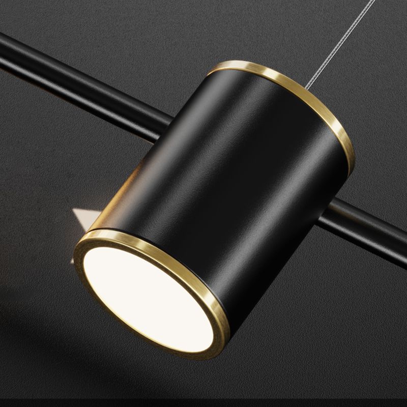 5-Light Geometric Island Light Fixtures Modernism Metal Island Pendant Lights in Black