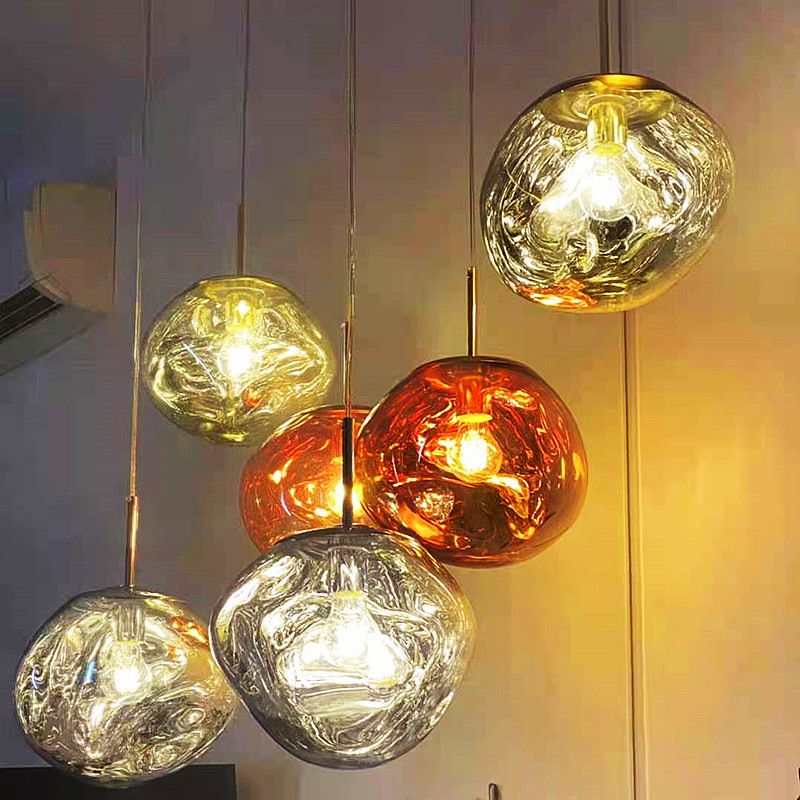 1 Light Rock Ceiling Light Modern Simple Dimpled Blown Glass Ceiling Fixture for Restaurant