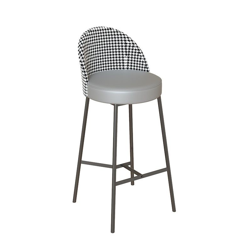 Industrial Metal Bar Stool Faux Leather Bar Stool with Black Legs