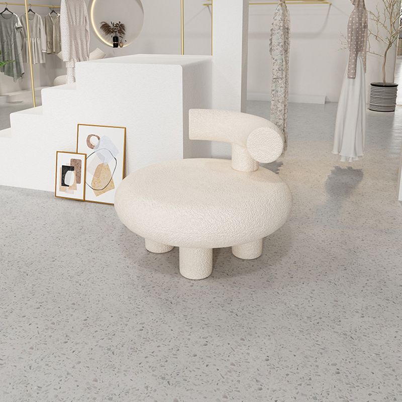 Scandinavian White Wool Parsons Chair with Fixed Back and 4 Legs