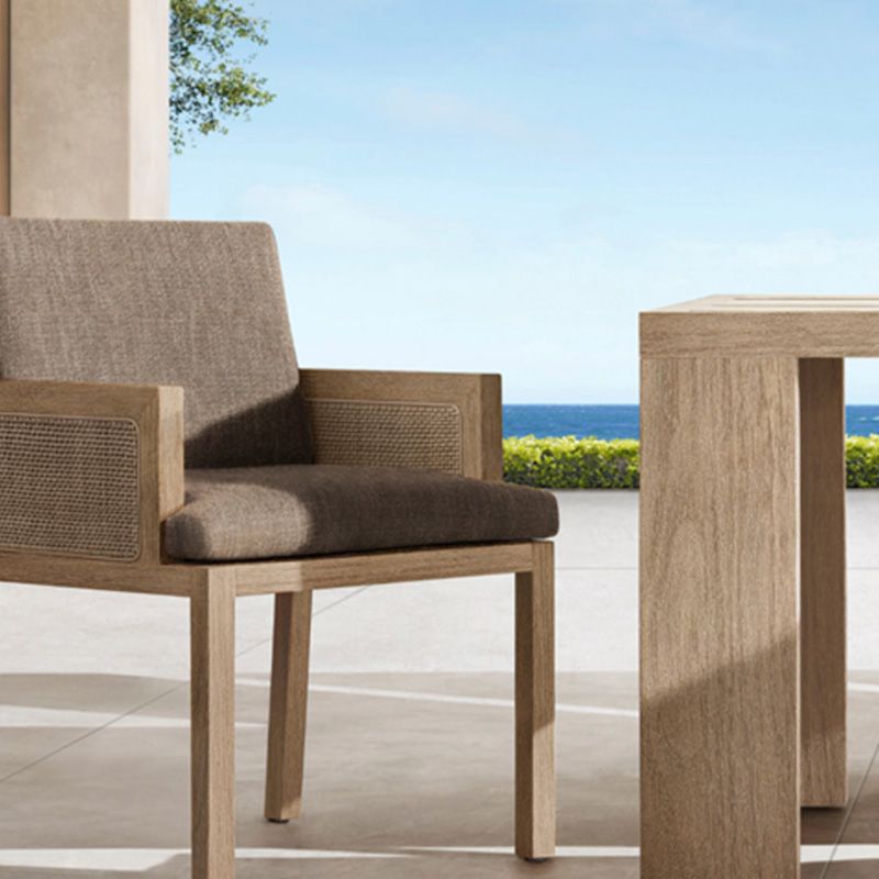 Contemporary White and Brone Patio Dining Chair with UV Protective Finish Cushion