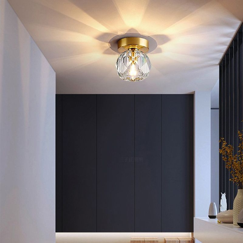 Ronde plafondinbouwlamp Modern kristallen gangpad dichtbij plafondlamp in koperachtig