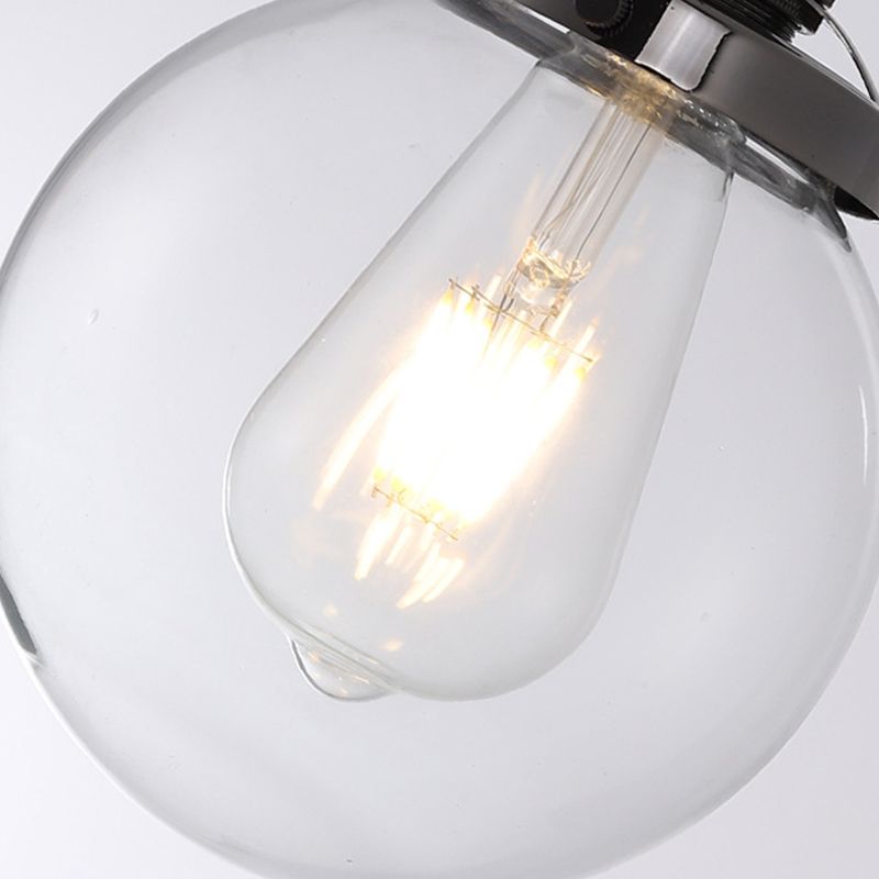 Lampada a sospensione del globo di ferro elettroplate in vetro a 3 luci a 3 luci in stile retrò industriale