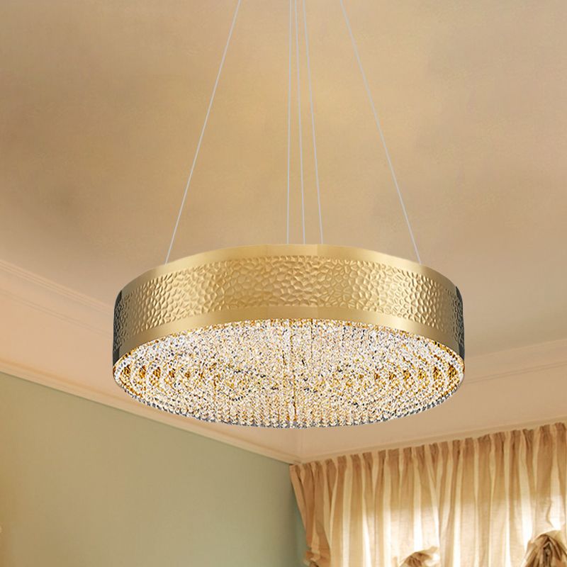 6-Bulb-Drum Kronleuchter licht postmodernes Gold Clear K9 Kristallpendelleuchtung für Schlafzimmer