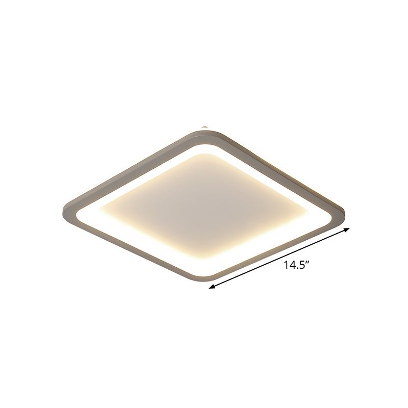 Extra Thin Square Bedroom Flush Mount Acrylic 14.5"/19"/23.5" W LED Nordic Flush Ceiling Lamp in Grey, Warm/White Light