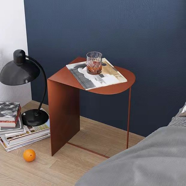Rectangular Metal Table with Abstract Base Design mid-century Modern Style Side Table