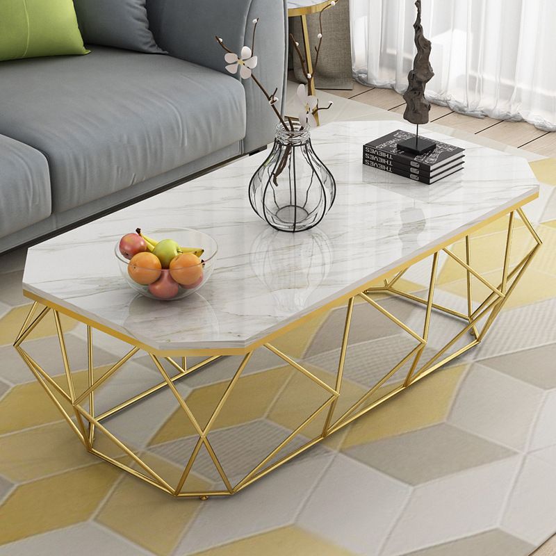 Frame Coffee Table Rectangle Marble Top Coffee Cocktail Table