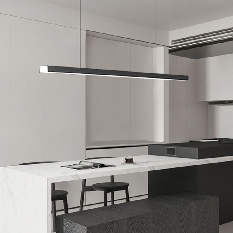 Minimalism Hanging Light Black Linear Island Light Fixture for Dining Room