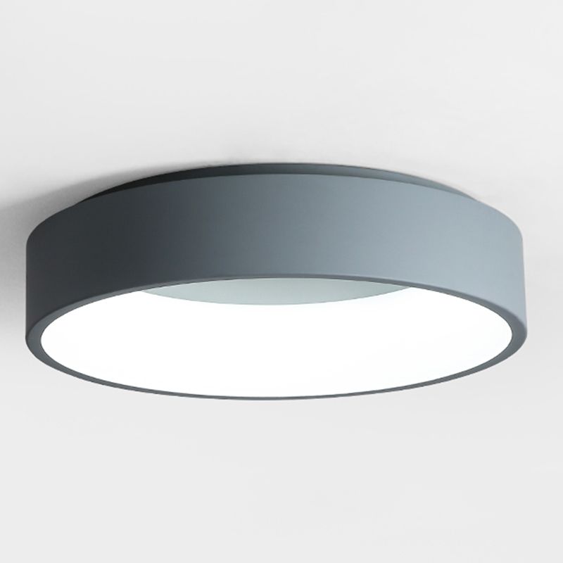 Plafonnier LED de forme ronde macaron moderne en aluminium 1 lumière encastré pour le salon