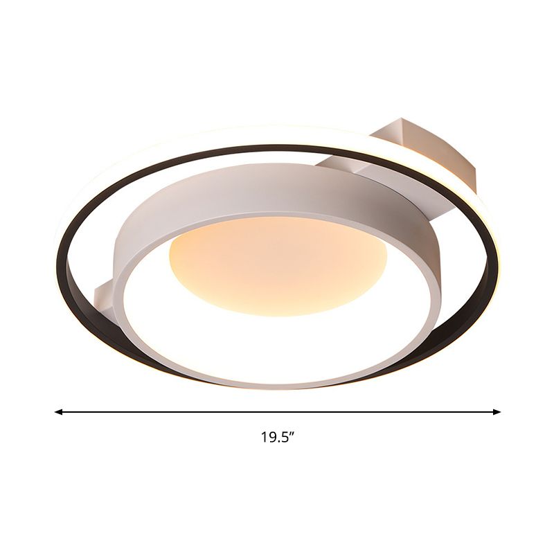 16 "/19.5" Dia Metallic Dish Ceiling Lamp Modernisist Style LED Weiß Flush Mount in Warm/Weißes Licht