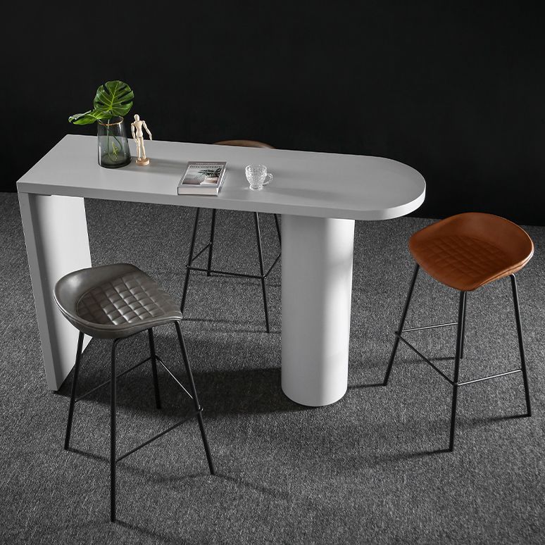 Industrial White Pub Bar Table Wood Double Pedestal Bar Dining Table Fixed Table