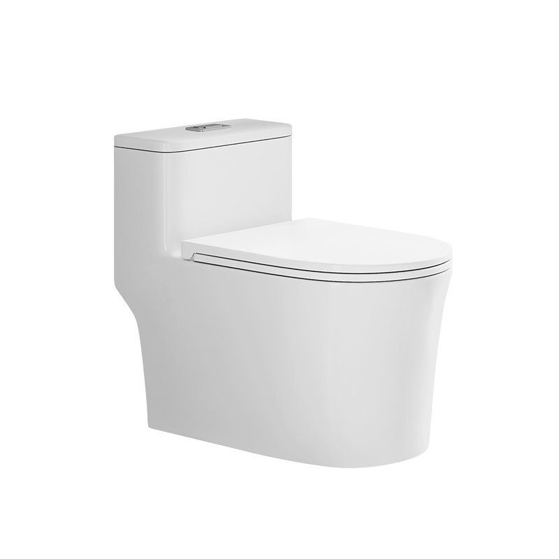 Glossy White Toilet with Glazed Surface Modern All-In-One Toilet Bowl