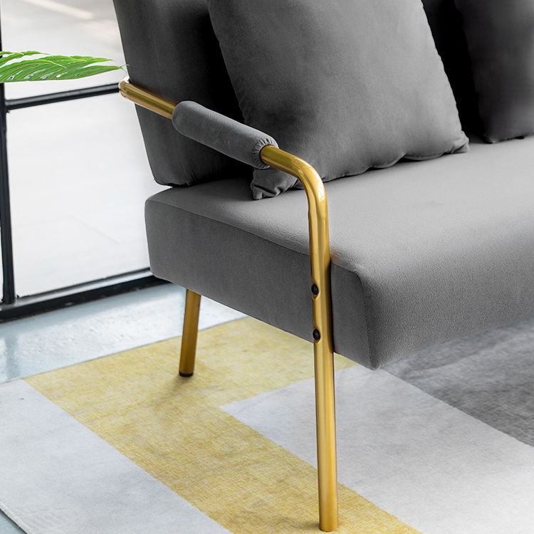 Velvet 3-seater Sofa with Pillow Top Arm for Apartment 28.35" High