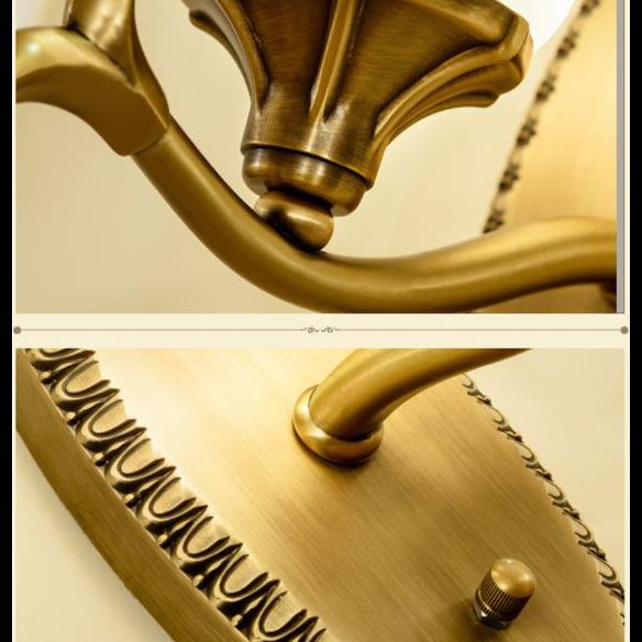 Glass Bell Wall Mount Light Fixture Traditional Bathroom Wall Sconce Lighting in Brass