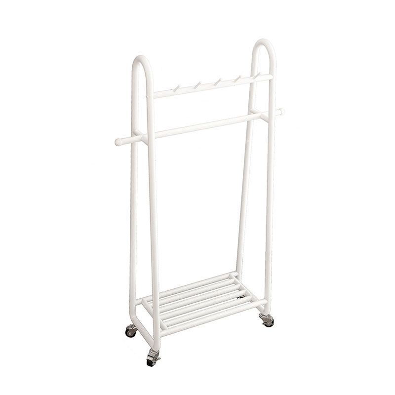 Glam Entryway Kit Hanging Rail Lower Shelf and Hooks Hall Stand with Castors