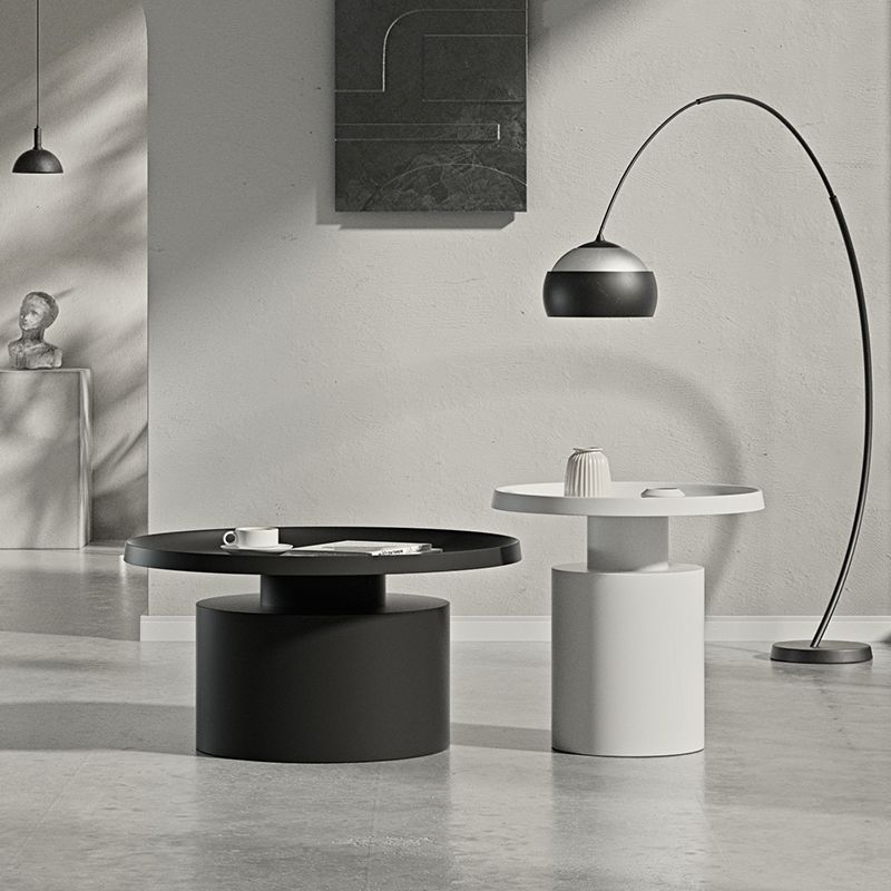 Round Metal Coffee Table black/White finish Cocktail Table - 19.7''/29.5''