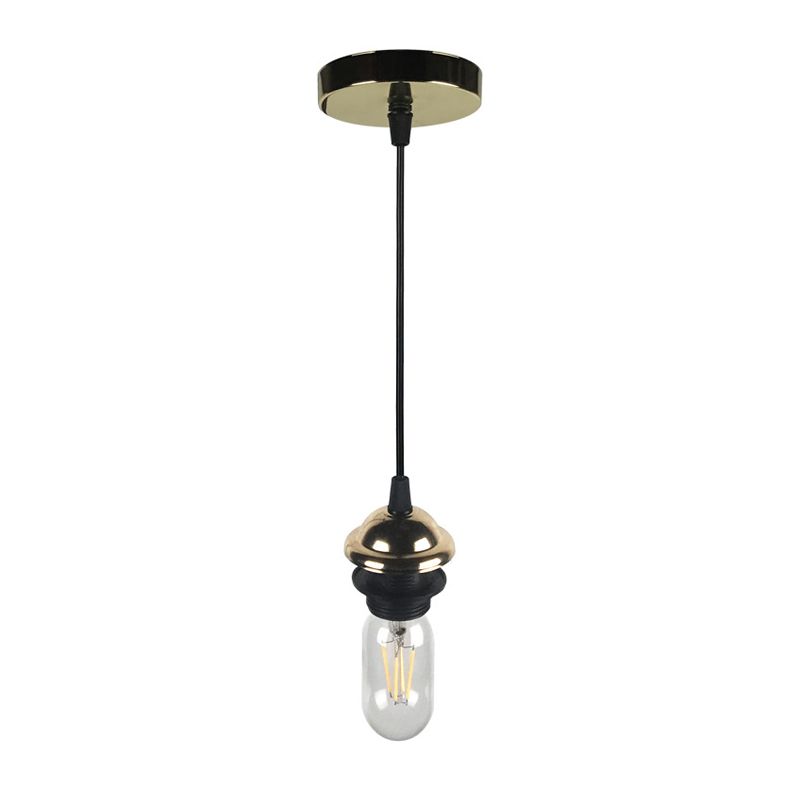 Mini ciondolo industriale illuminazione con lampadina nuda 1 lampada a sospensione regolabile altezza in metallo in bronzo/ottone