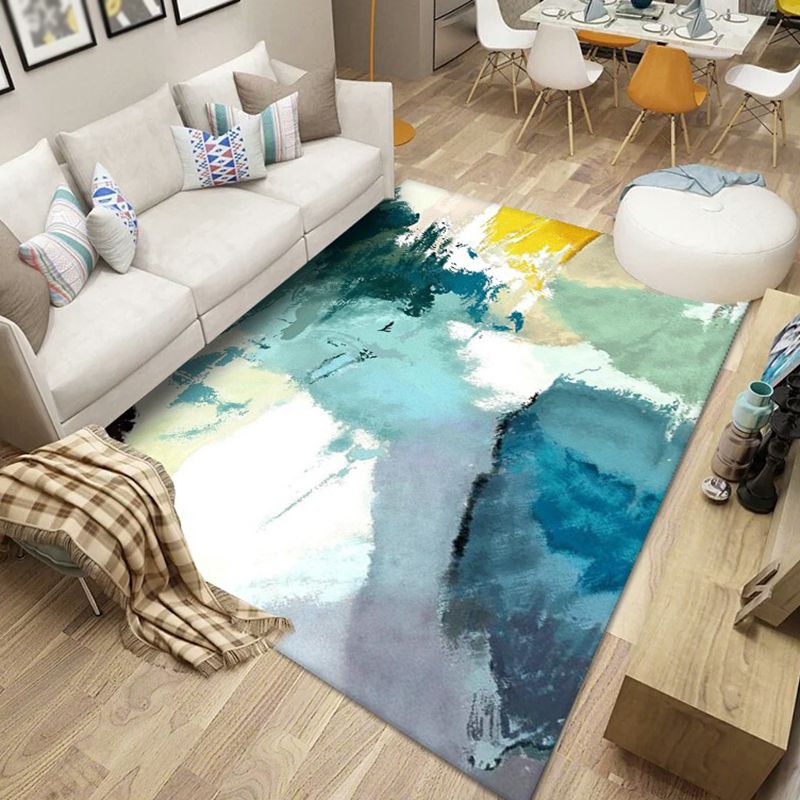 Contemporary Area Rug Polyester Ink Painting Carpet Stain Resistant Rug for Living Room