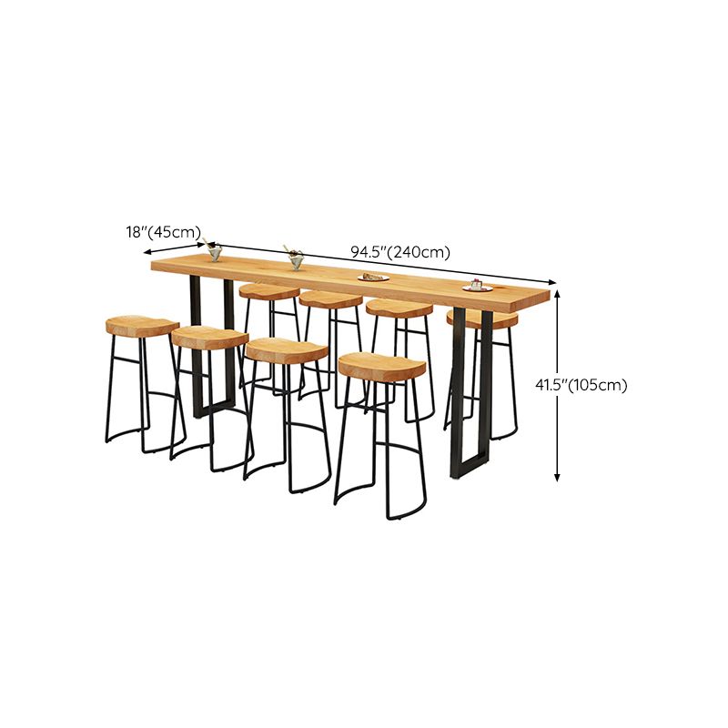 Modern Solid Wood Bar Table Sled Base Dining Table for Kitchen Living Room Coffee Room