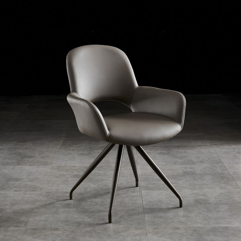 El cuero del estilo minimalista que cena las sillas abre la silla lateral tapizada que cena con la parte posterior