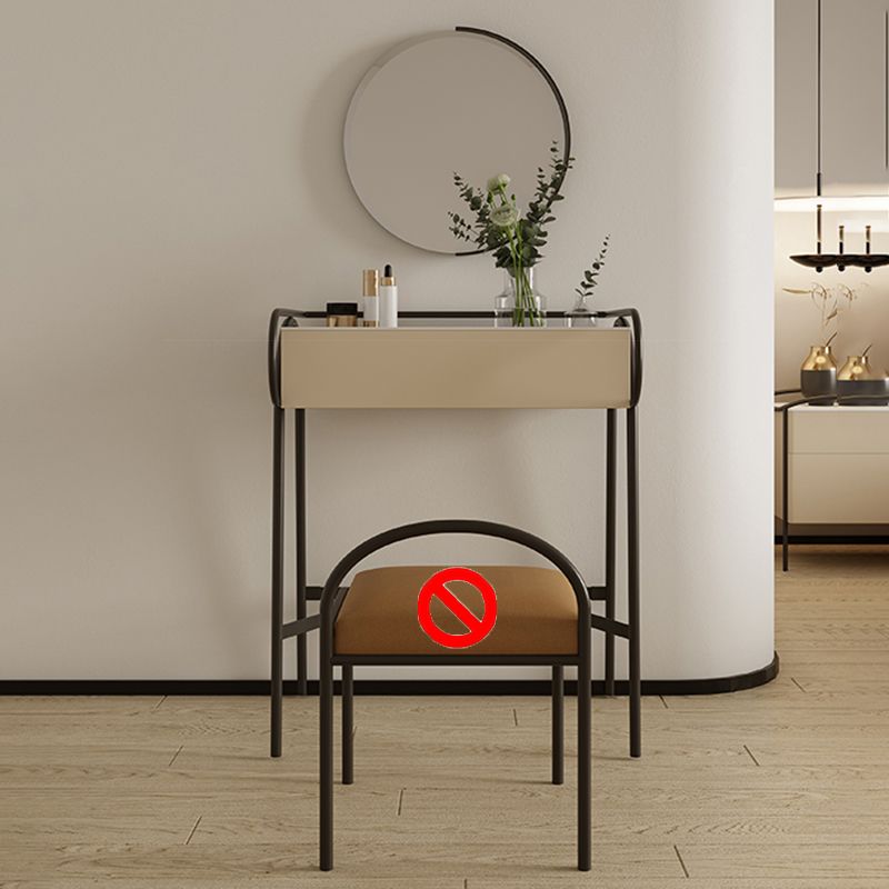 Stone Top Mirrored Make-up Vanity Metal Dressing Table Set with Stool