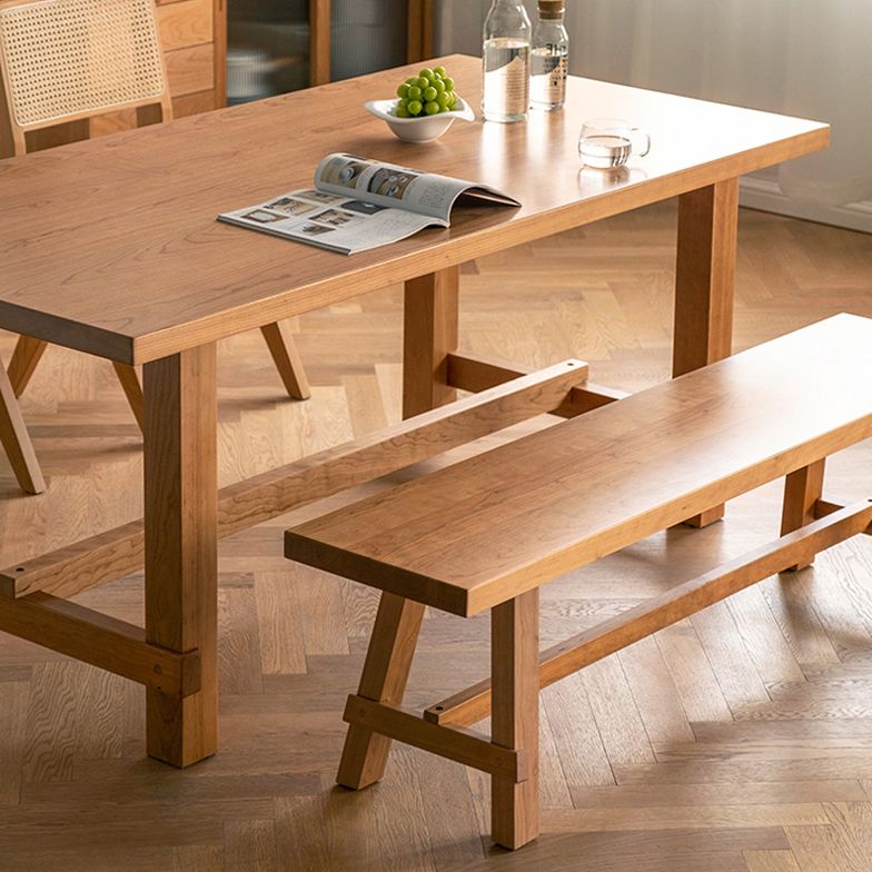 Contemporary Rectangular Solid Wood Tabletop Dining Table with Trestle