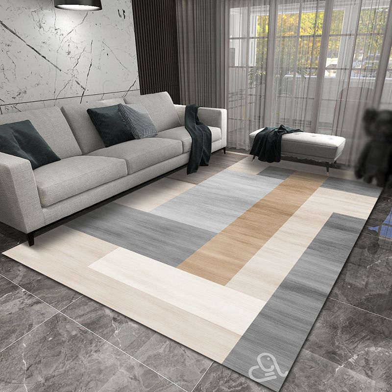Gray Black Graphic Carpet Polyester Simple Carpet Stain Resistant Carpet for Living Room