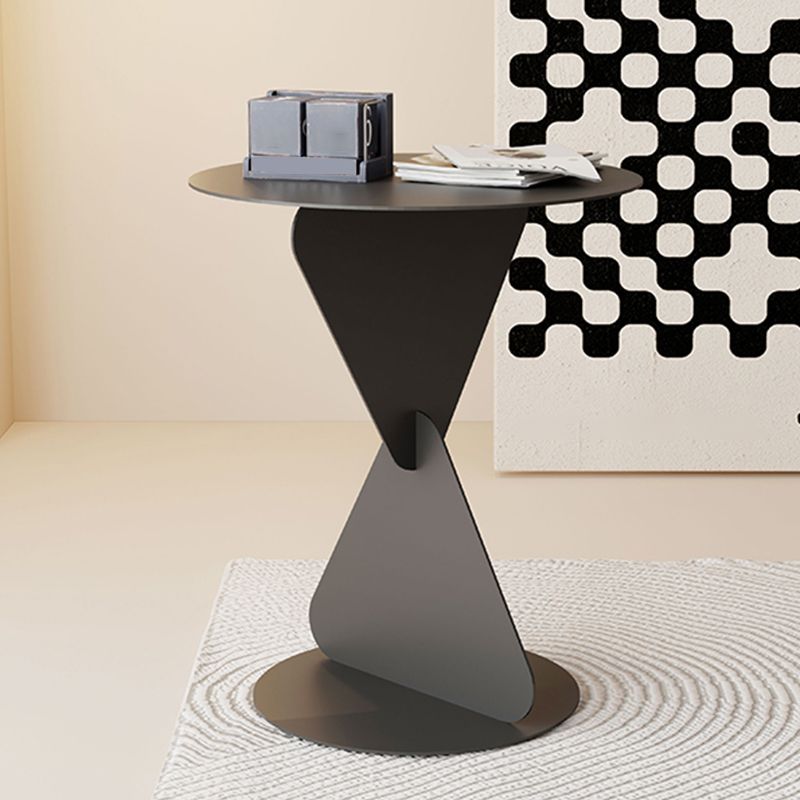 Modernistic Round Top Side Table Metal Pedestal End Table for Living Room