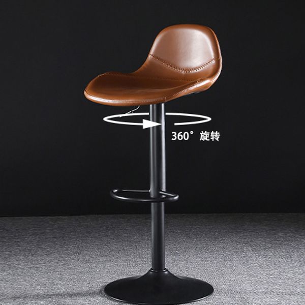 Industrial Style Swivel Leather Barstools Adjustable Low Back Stools