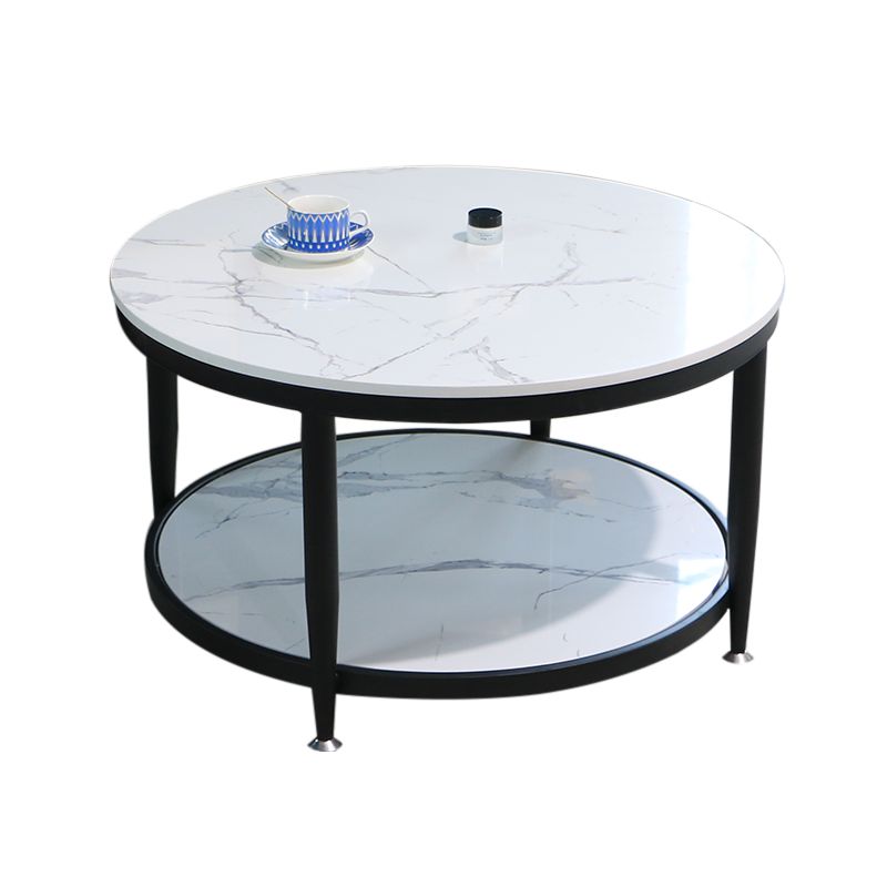 Glam Faux Marble Cocktail Table Four Legs Coffee Table with Storage