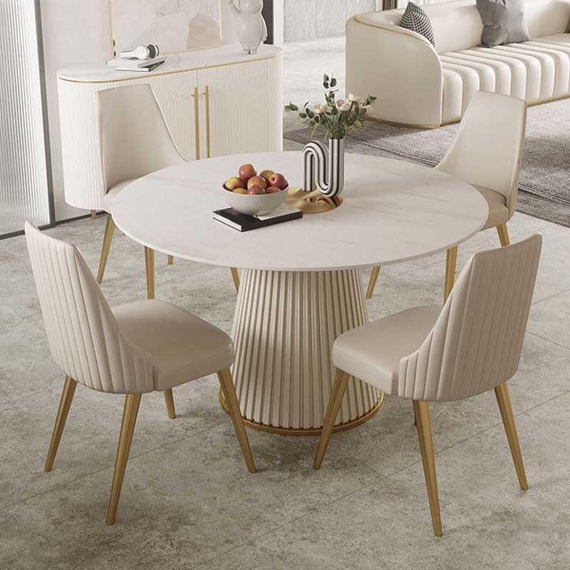 Nordic Glam Style Sintered Stone Dining Round Table Set 1/4/5/7 Pieces Dining Set