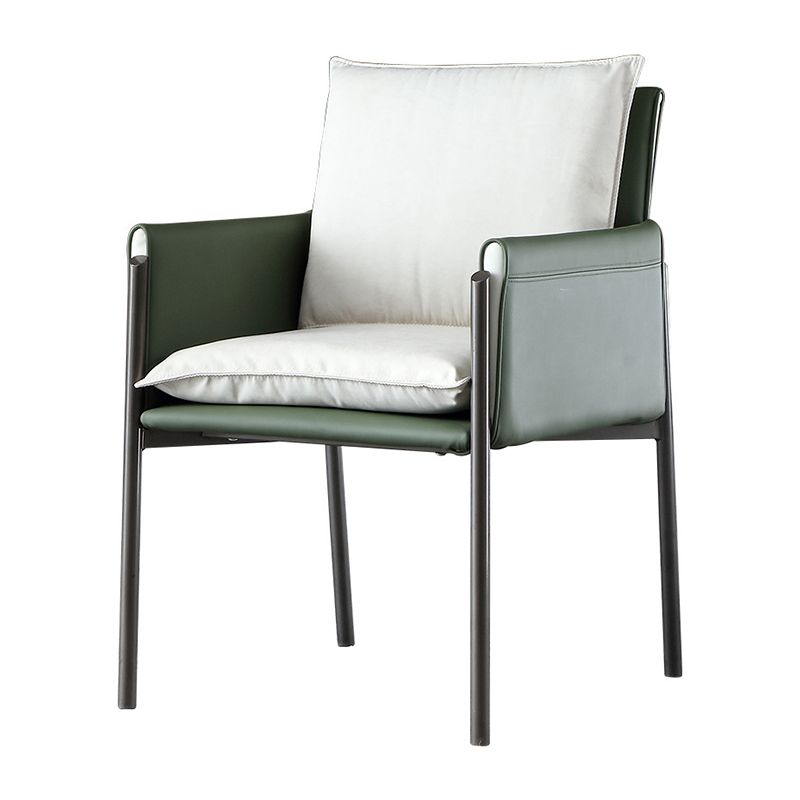 Silla curvada de cuero contemporánea y sillón de tela Parsons para el hogar