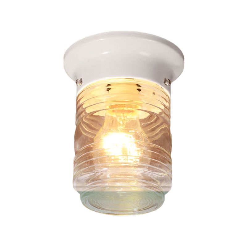 Plafonnier industriel cylindrique en verre soufflé à la main, 1 ampoule, pour salon, noir/blanc