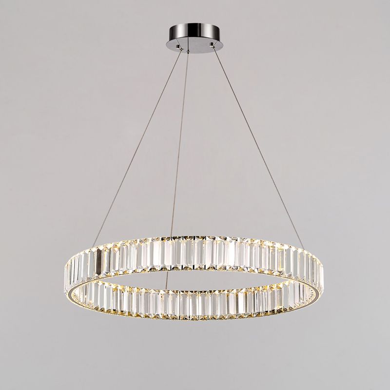 Modern Simple LED Chandelier Crystal Circular Pendant Light for Bedroom