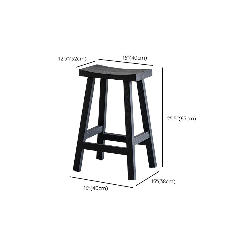 Contemporary Ash Solid Wood Backless Bar Stool with Footrest
