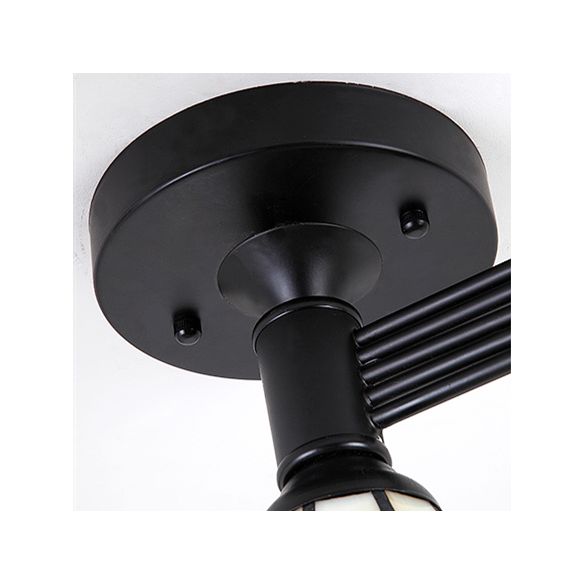 4/6 Heads Curved Semi Flush Light Tiffany Style Stained Glass Bedroom Semi Flushmount in White