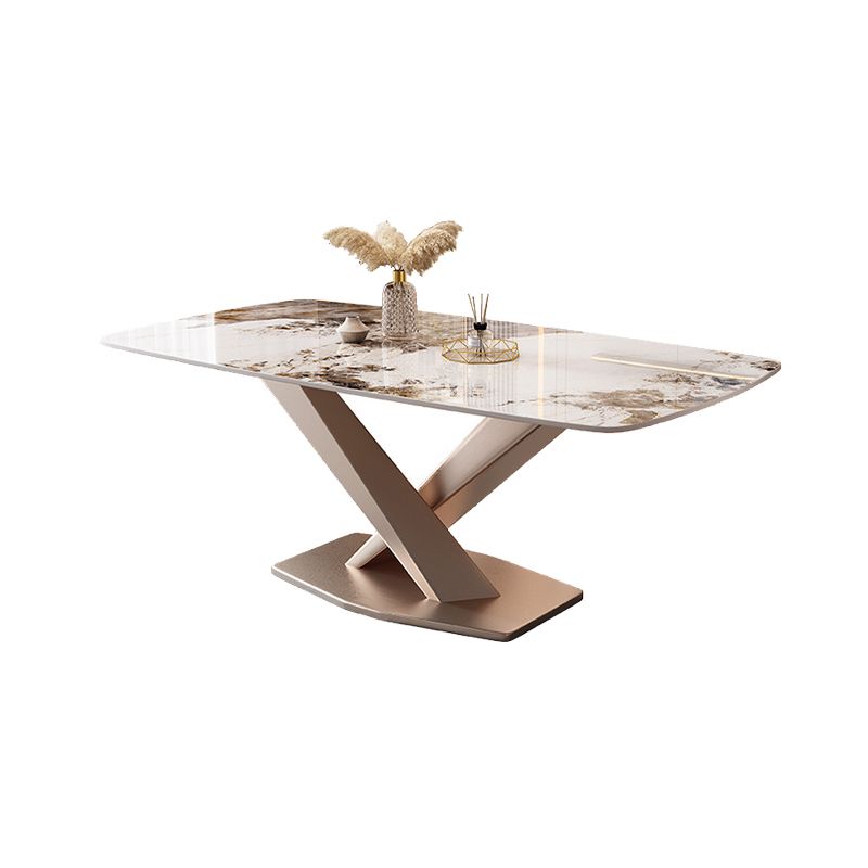 Marble Top Dining Table Modern Dining Table with Pedestal Base