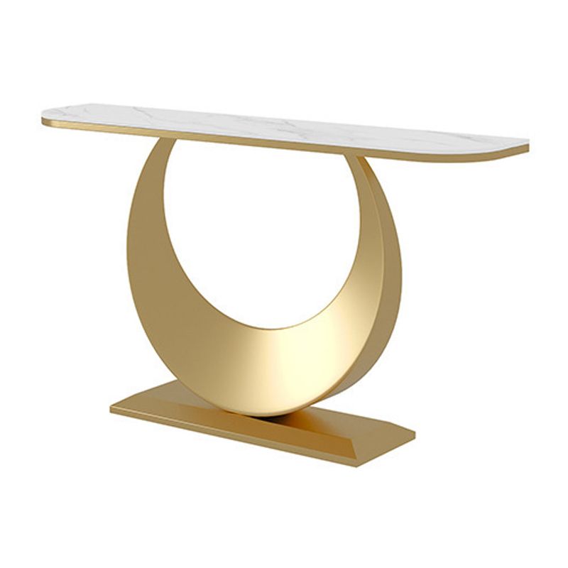 Glam Stone Console Table Half Moon Console Sofa Table for Hall