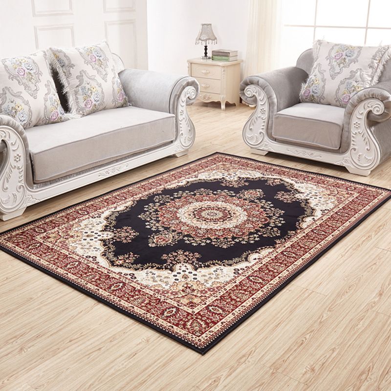 Brown Vinatge Indoor Rug Blended Abstract Graphic Rug Non-Slip Backing Rug for Living Room